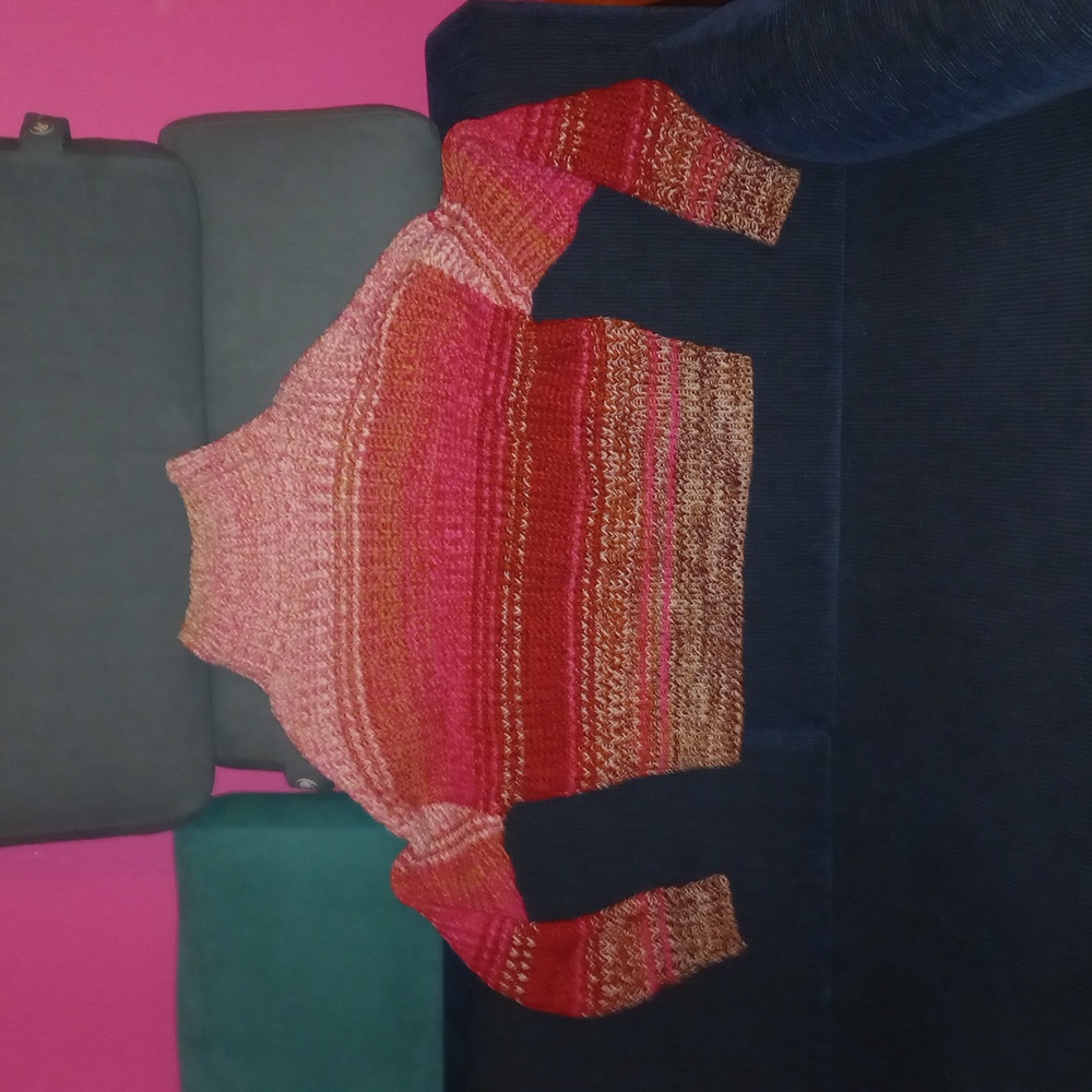 525 America, Valerie Ombre Mockneck, Knit Sweater, PTP 24, Pink, Red & Brown.